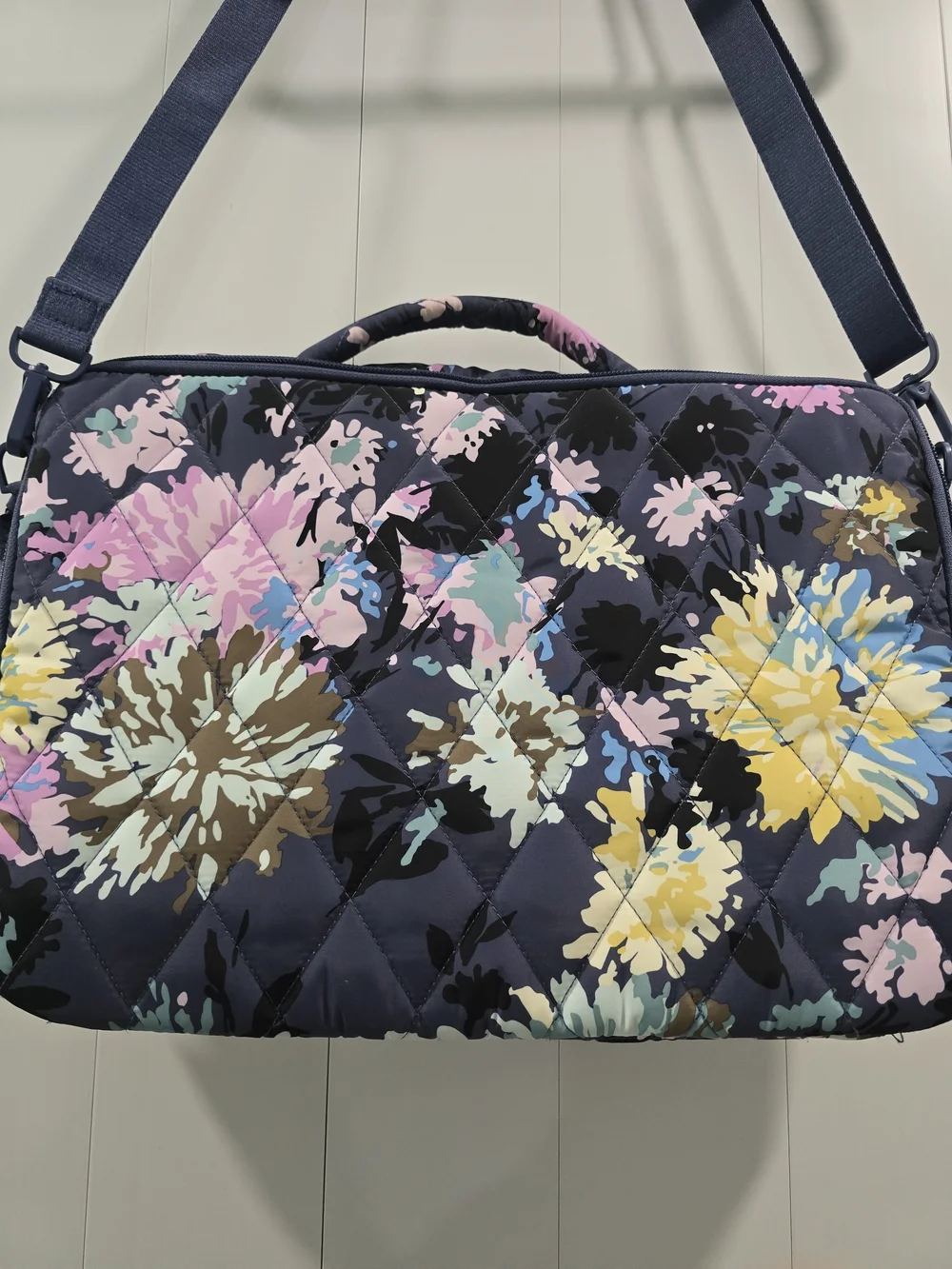 Vera Bradley Navy Quilted Floral Laptop Crossbody